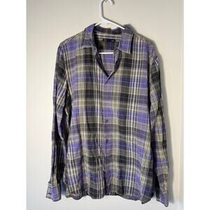 John Vavartos Plaid Button Up Long Sleeve Men's Shirt Large